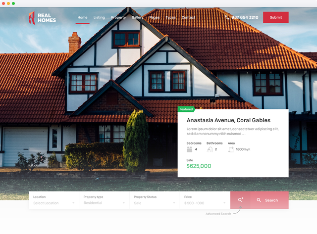 Real Homes is a premium WordPress theme for real estate websites.